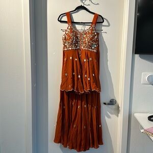 Orange sharara with peplum top